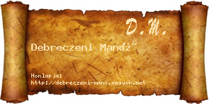 Debreczeni Manó névjegykártya