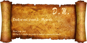 Debreczeni Manó névjegykártya